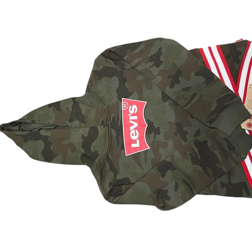 Levi's Green Camouflage Hoodie with Red Logo